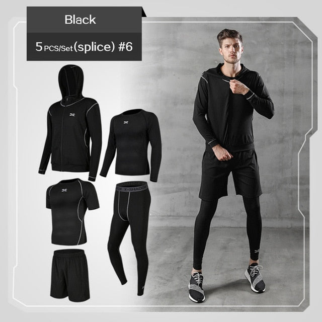 Men Sportswear Compression Suits Gym Clothes Sports Fitness Tracksuit  Running